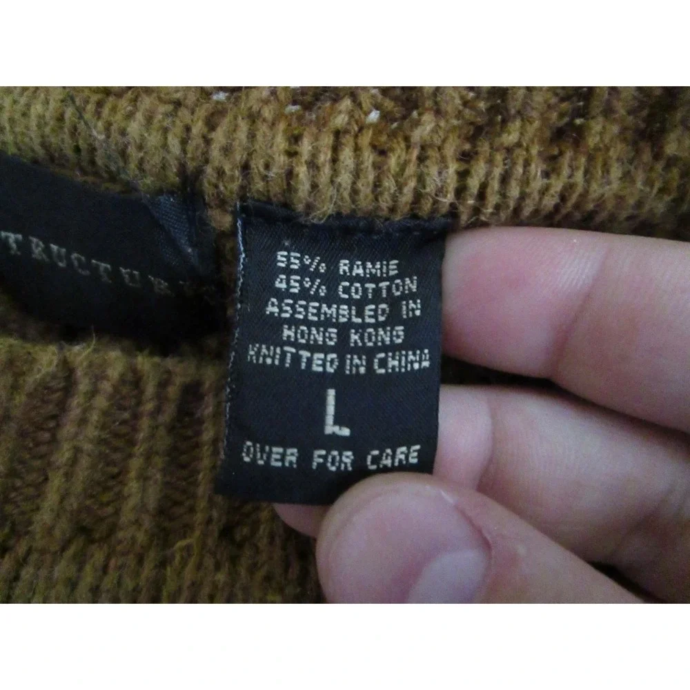Vintage‎ Cable Knit Sweater Mens Large Mustard Yellow Structure Fisherman